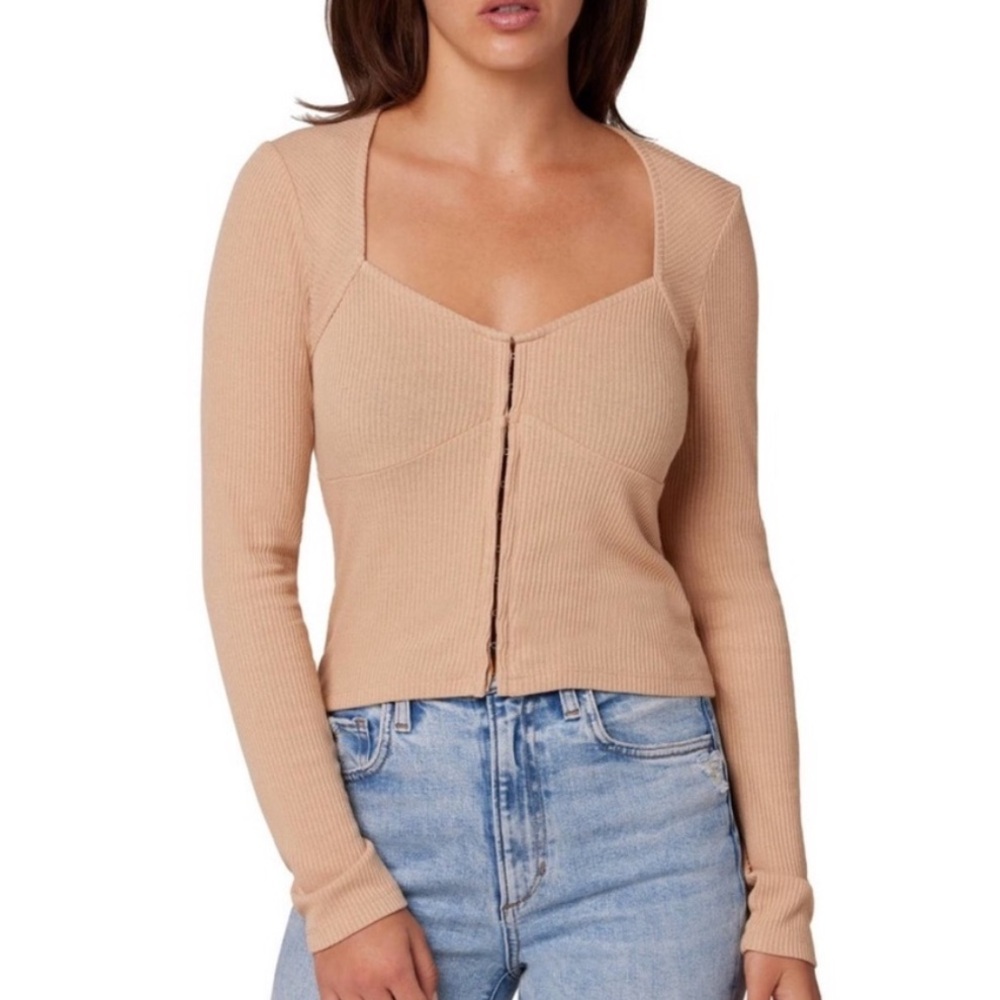 NWT Favorite Daughter Rib Bustier Top Medium Tan Ribbed Fabric Corset Style